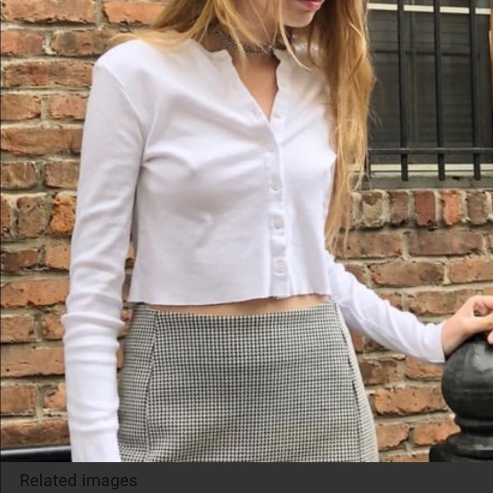 White Long Sleeve Brandy Melville Top